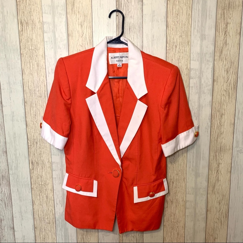 Vintage 1980s Albert Nipon Short Sleeve Blazer